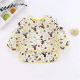 Baby Bibs New Cute Children Baby Stuff Toddler Waterproof Long Sleeve Art Smock Feeding Bib Apron for Kids 1-4 Years Adomoo