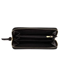 Serene Black Vegan Zip Around Wallet  Adomoo