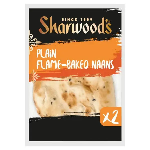 Sharwood's 2 Plain Flame-Baked Naans (Case of 7)  Adomoo