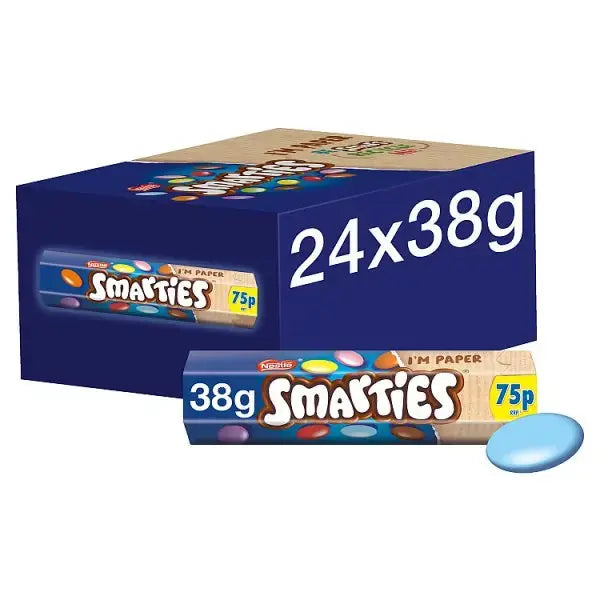 Smarties Milk Chocolate Tube 38g PMP 75p (Case of 24)  Adomoo