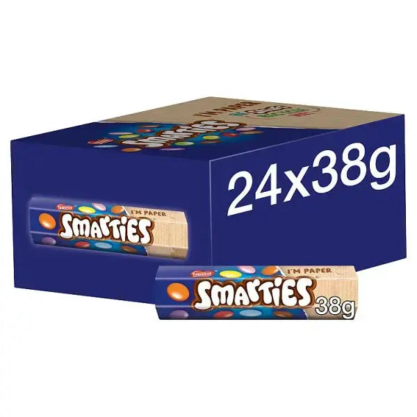 Smarties Milk Chocolate Tube 38g (Case of 24)  Adomoo