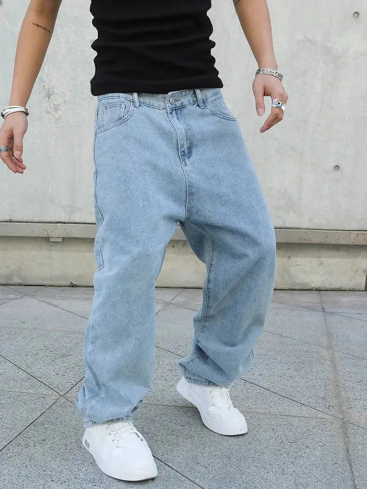 Men's Baggy Oversized Jeans – Y2K Wide-Leg Streetwear Denim  Adomoo