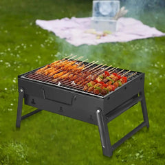 Stainless Steel Folding Charcoal BBQ Grill – Mini Tabletop Barbecue Tool for Outdoor Cooking, Camping & Picnics  Adomoo