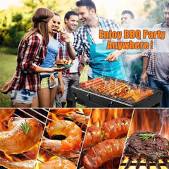 Stainless Steel Folding Charcoal BBQ Grill – Mini Tabletop Barbecue Tool for Outdoor Cooking, Camping & Picnics  Adomoo