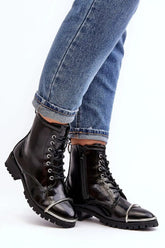 Step in style Classic black color rock boots  Adomoo