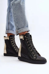 Step in style Women's wedge sneakers made of natural leather  Adomoo