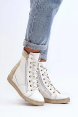 Step in style Women's wedge sneakers made of natural leather  Adomoo