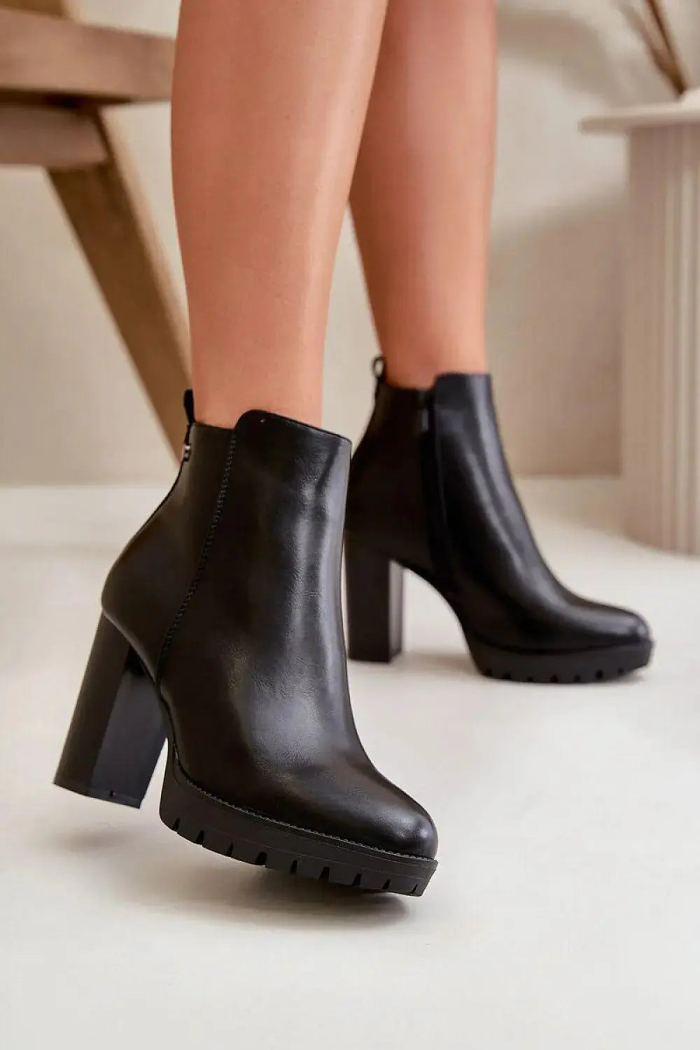 Step in style high column heel eco leather womens boots  Adomoo