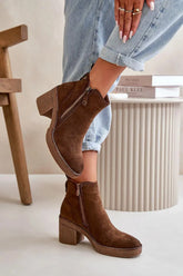 Step in style women's ankle boots made of soft eco suede  Adomoo
