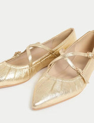 Strappy Pointed Ballet Pumps  Adomoo