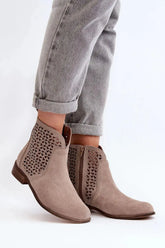 Style natural suede side zipper boots  Adomoo
