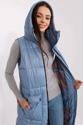 Subleve quilted zippered vest with hood Adomoo