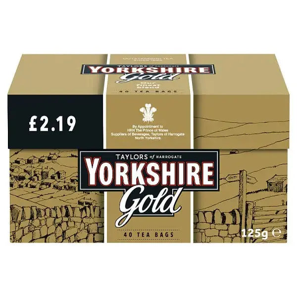 TAYLORS of HARROGATE Yorkshire Gold 40 Tea Bags 125g (Case of 5)  Adomoo