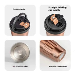 TYESO Vintage 400/500ml Coffee Mug – Portable 304 Stainless Steel Insulated Travel Cup for On-the-Go  Adomoo