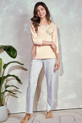 Taro 3/4-sleeve blouse and half-round neckline Women's pajamas  Adomoo