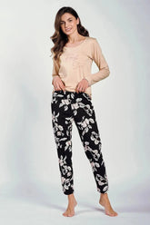 Taro long-sleeved blouse and long pants Women's pajamas Adomoo