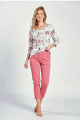 Taro sleeve blouse and 7/8-length pants womens pyjama  Adomoo