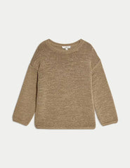 Textured Crew Neck Jumper  Adomoo