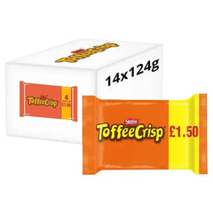 Toffee Crisp Milk Chocolate Bar 4 Pack Multipack 124g (Case of 14) Adomoo