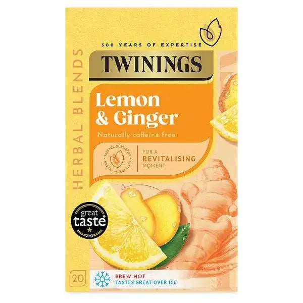 Twinings Lemon & Ginger 20 Tea Bags 30g (Case of 4)  Adomoo