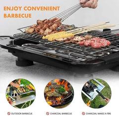 VickyHome 1500W Electric BBQ Grill – Smokeless Nonstick Barbecue Machine with Detachable Wire Grid Rack & Oil Drip Tray  Adomoo