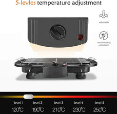 VickyHome 1500W Electric BBQ Grill – Smokeless Nonstick Barbecue Machine with Detachable Wire Grid Rack & Oil Drip Tray  Adomoo