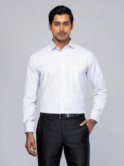 White/Purple Striped Executive Shirt For Men's  Adomoo