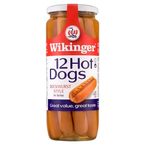 Wikinger 12 Hot Dogs Bockwurst Style in Brine 1030g  Adomoo