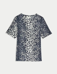 Womens Cotton Modal Blend Printed T-Shirt  Adomoo