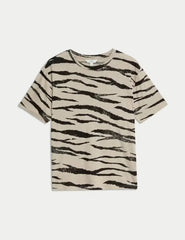 Womens Cotton Modal Blend Printed T-Shirt  Adomoo