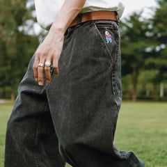 Y2K Big boy Jeans for Men Streetwear Baggy Jeans Embroidery Denim  Adomoo