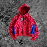 Y2K Spider Web Red Hoodie Sweatshirt - Harajuku Punk Grunge Women's Hip Hop Hoodie Adomoo