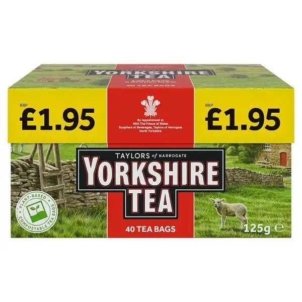 Yorkshire Tea 40 Tea Bags 125g (Case of 5)  Adomoo