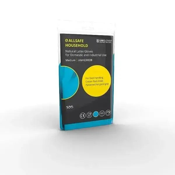 Allsafe household Blue – blue latex household gloves (Case of 12)  Adomoo