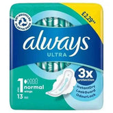 Always Ultra Sanitary Towels Normal (Size 1) Wings 13 Pads  Adomoo