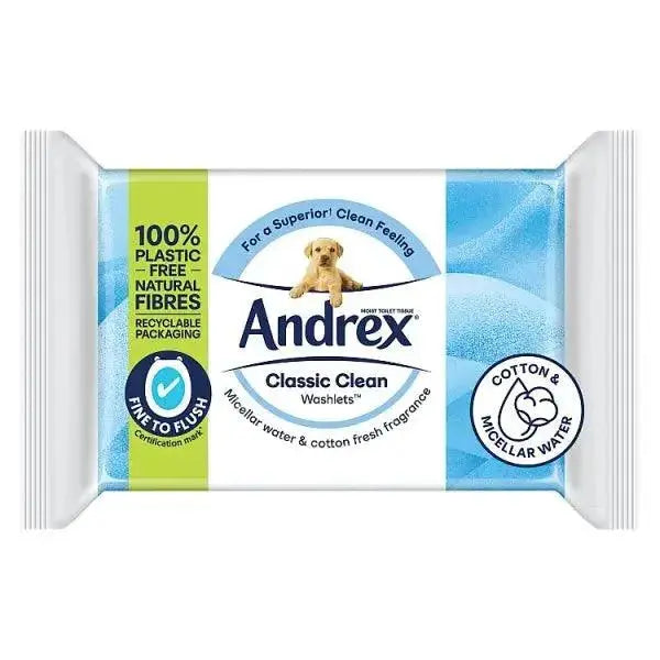 Andrex Classic Clean Flushable Toilet Wipes Single Pack (Case of 12)  Adomoo