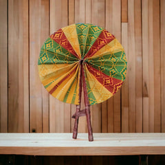Authentic Leather Kente Fan Adomoo