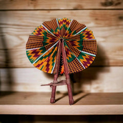 Authentic Leather Kente Fan Adomoo