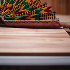 Authentic Leather Kente Fan Adomoo