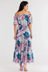 awama long chiffon dress with elastic lining  Adomoo