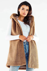 awama pleasant material warm hooded vest with pockets Adomoo