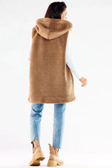 awama pleasant material warm hooded vest with pockets  Adomoo