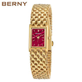 BERNY Quartz Watch for Women Luxury Fashion Women's Wristwatch Waterproof Golden Female Clock Stainless Steel Gold Ladies Watch Adomoo