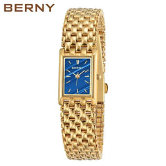BERNY Quartz Watch for Women Luxury Fashion Women's Wristwatch Waterproof Golden Female Clock Stainless Steel Gold Ladies Watch Adomoo