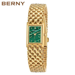 BERNY Quartz Watch for Women Luxury Fashion Women's Wristwatch Waterproof Golden Female Clock Stainless Steel Gold Ladies Watch Adomoo