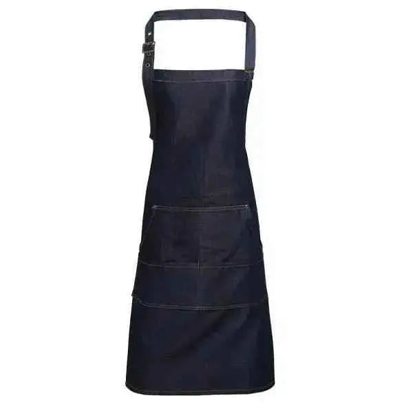 Bib Apron Denim Jeans Stitch Black, Indigo Adomoo