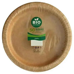 Bio Disposables 50 Round Kraft Plates 26cm  Adomoo