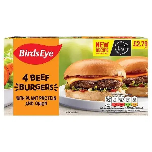 Birds Eye 4 Beef Burgers with Plant Protein and Onion 227g  Adomoo