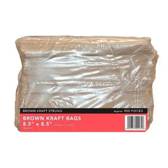 Brown Kraft Flat Bags Strung 8.5" x 8.5"  Adomoo