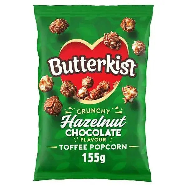 Butterkist Crunchy Hazelnut Chocolate Flavour Toffee Popcorn 155g (Case of 14)  Adomoo